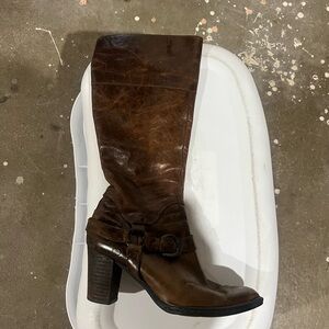 Born Brown Leather Knee-High Heeled Boots